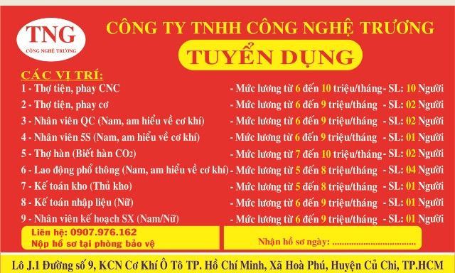 Công ty TNHH Công Nghệ Trương - Tuyển dụng